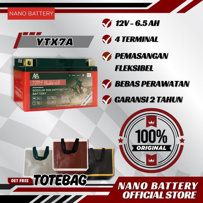 Nano Battery Aki Motor Sodium Ion 12V 6.5Ah Aki Motor Ytx7A 12V 6.5Ah Aki Kering Garansi Resmi Dari