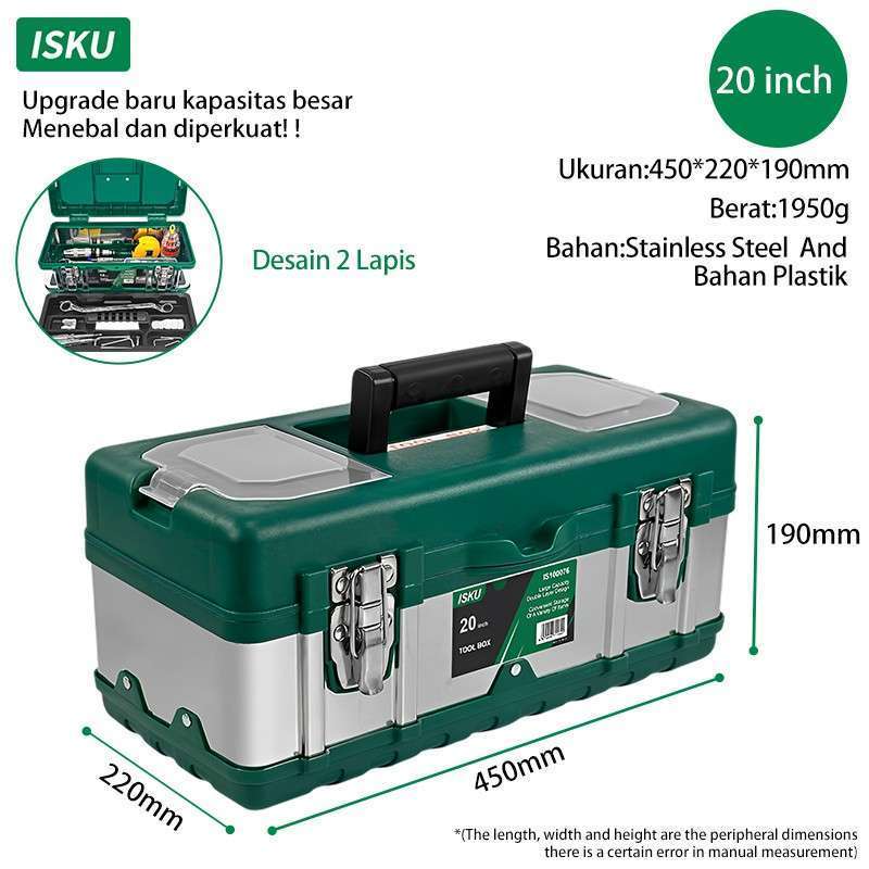 ISKU Tool box Besar Besi tahan karat box alat perkakas 20 inch
