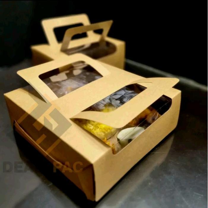 Box Handle Mika 20x20x7cm - Kraft ( Per 10pcs)