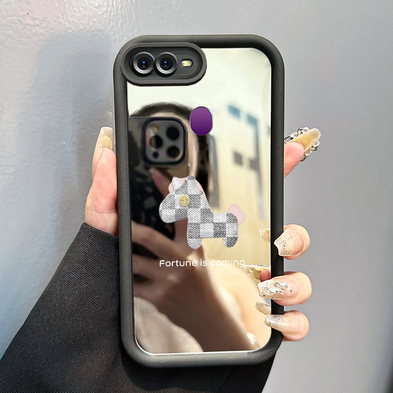 Casing Hp Untuk OPPO F9 F9 Pro A7x Realme 2 Pro Realme U1 Case Kuda kayu berlapis kain Kasing siliko