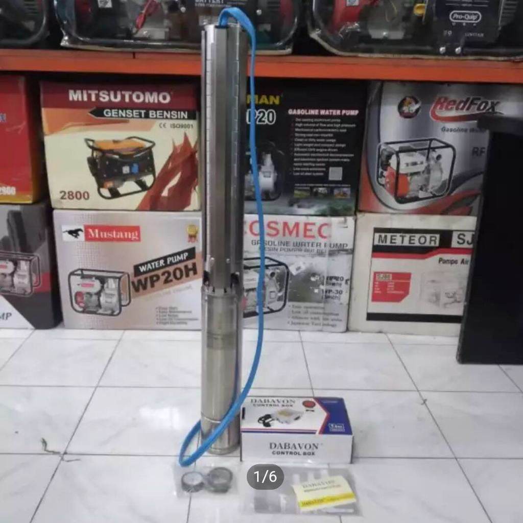 Pompa air satelite sumersible stainless DABAVON 4inch(1.5HP)Pompa celup sumur 1.5Hp