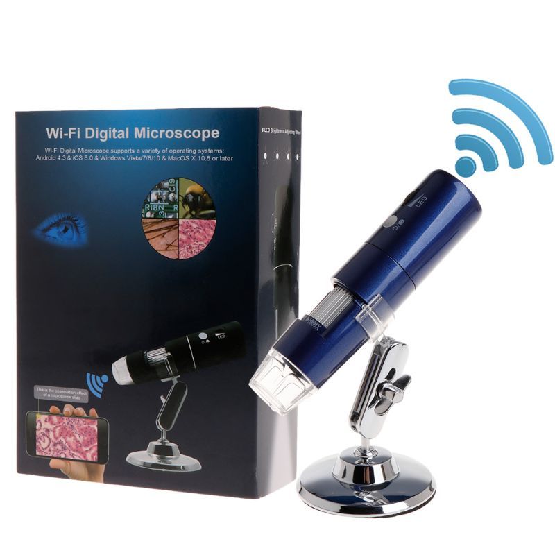 Kamera Kaca Pembesar Mikroskop USB 1000x Digital WIFI Terbaru 3 Warna 8 Led 1080P untuk Android Ios 