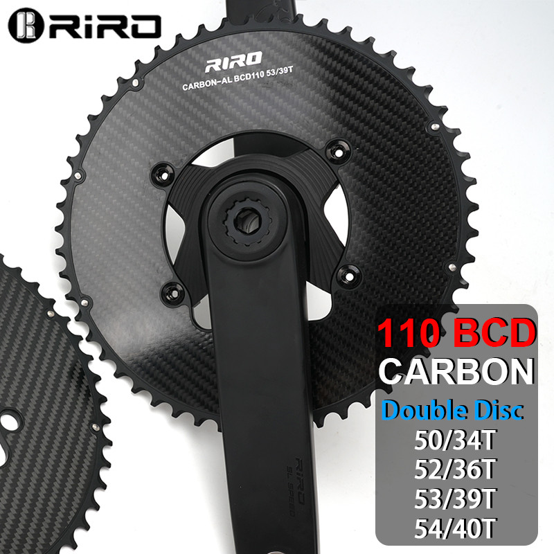FLASH SALE    Riro Carbon Fiber 110Bcd Bicycle Crankset for Shimano Road Bike Crank Set 50-34T 52-36