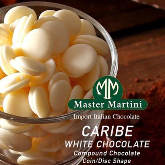 Master Martini CARIBE WHITE Compound Repack 500gr Chocolate Baking COIN Coklat DISC PREMIUM