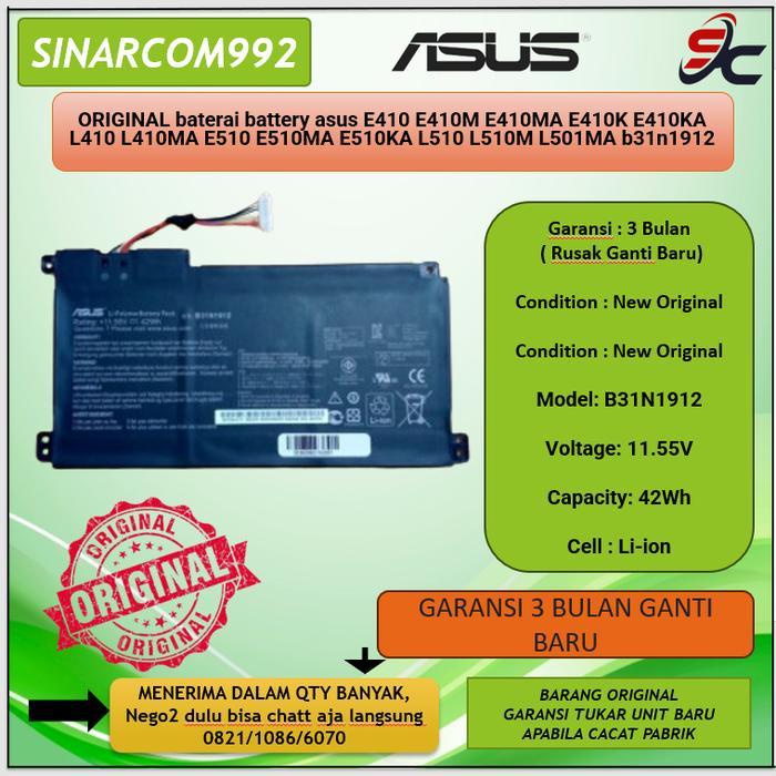 BERGARANSI ORIGINAL baterai battery asus E410 E410M E410MA E410K E410KA L410 L410MA E510 E510MA