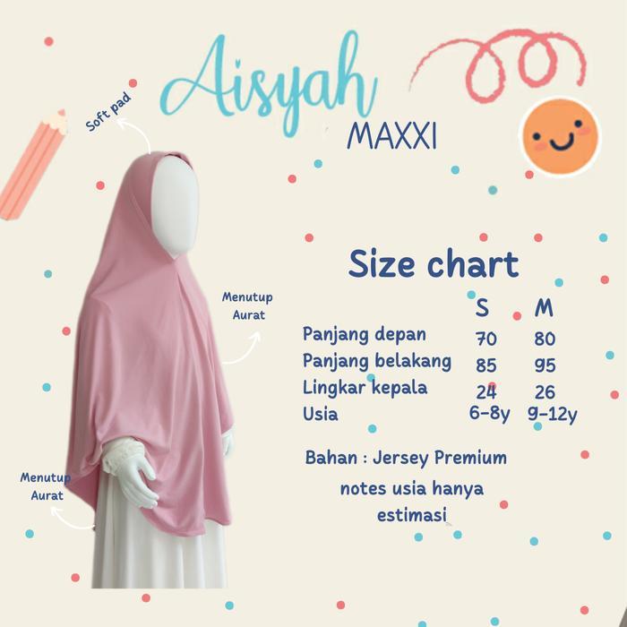 Hijab Anak Syari Khimar Jilbab Instant Jersey Premium Aisyah Maxxi