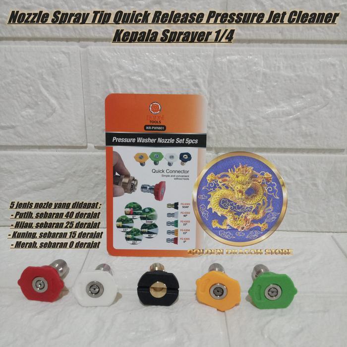 Kepala Sprayer 1/4 Nozzle Spray Tip Quick Release Pressure Jet Cleaner