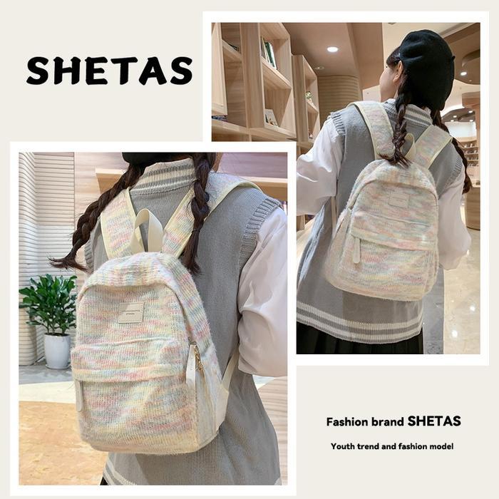 Sedia Pelangi mewah rajutan Tas Ransel Mini Tas Travelling Wanita Ransel Lucu Mini Backpack Y2k