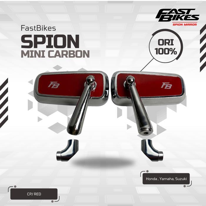 (COD) FASTBIKES Kaca Spion Variasi Chrome Hitam Mini Karbon Universal Vario Mio Beat Aerox Nmax