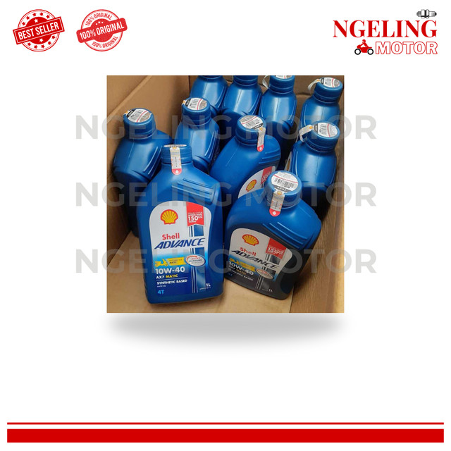 Oli SHELL ADVANCE AX7 MATIC 1 L / 1 Liter 10W-40 1 Dus Isi 12 Botol Original Oil Mesin Motor Matik -