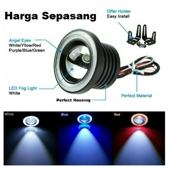 Lampu Led Motor Mobil Lampu Kabut Foglamp Led 89Mm 3.5 Inci 76Mm 3 Inch Projector Angel Eyes Mobil