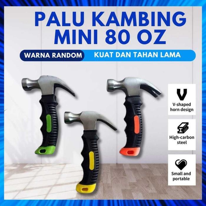 Palu Kambing Mini 8 oz/ Alat Perkakas Palu Mini/ PALU KAMBING MINI GAGANG FIBER/KARET MULTIFUNGSI