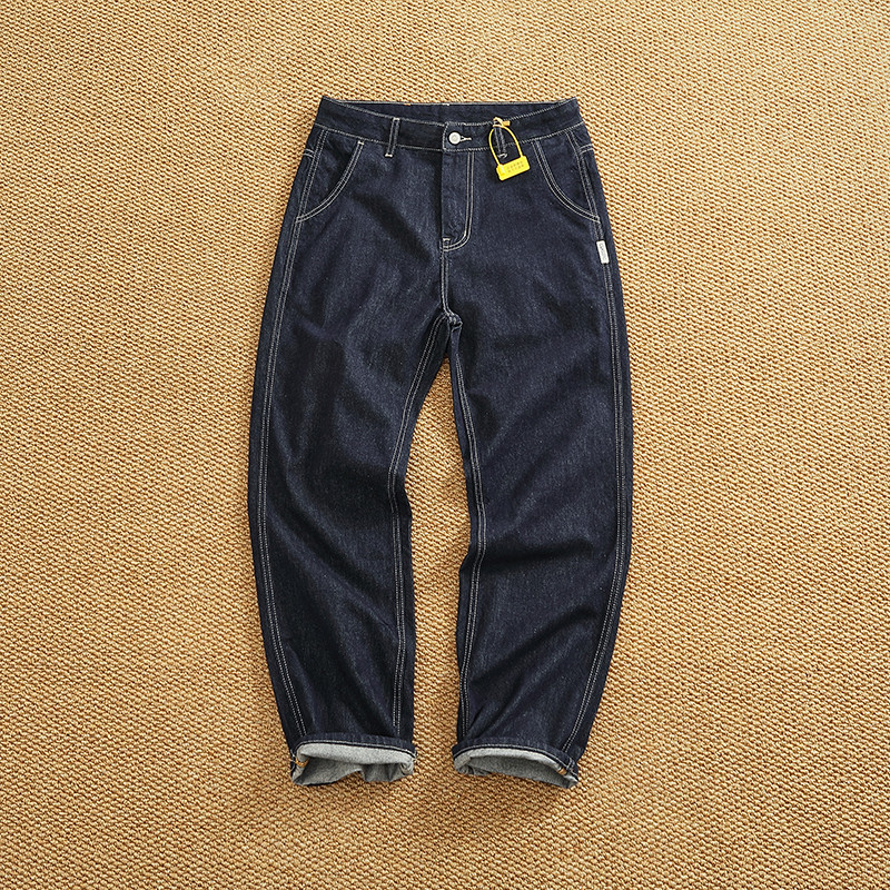 Anti-fading process Denim jeans men's new summer cotton soft breathable primary color straight cone