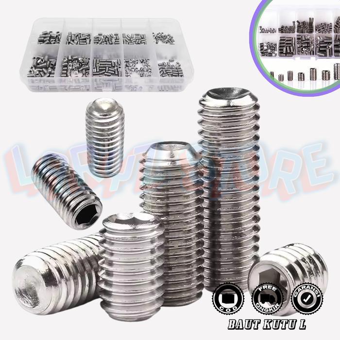 SALE Baut Kutu L Sekrup Tanam M3 M4 M5 M6 M8 Skrup Mur Nanas Hex Stainless 200 Pcs TERMURAH