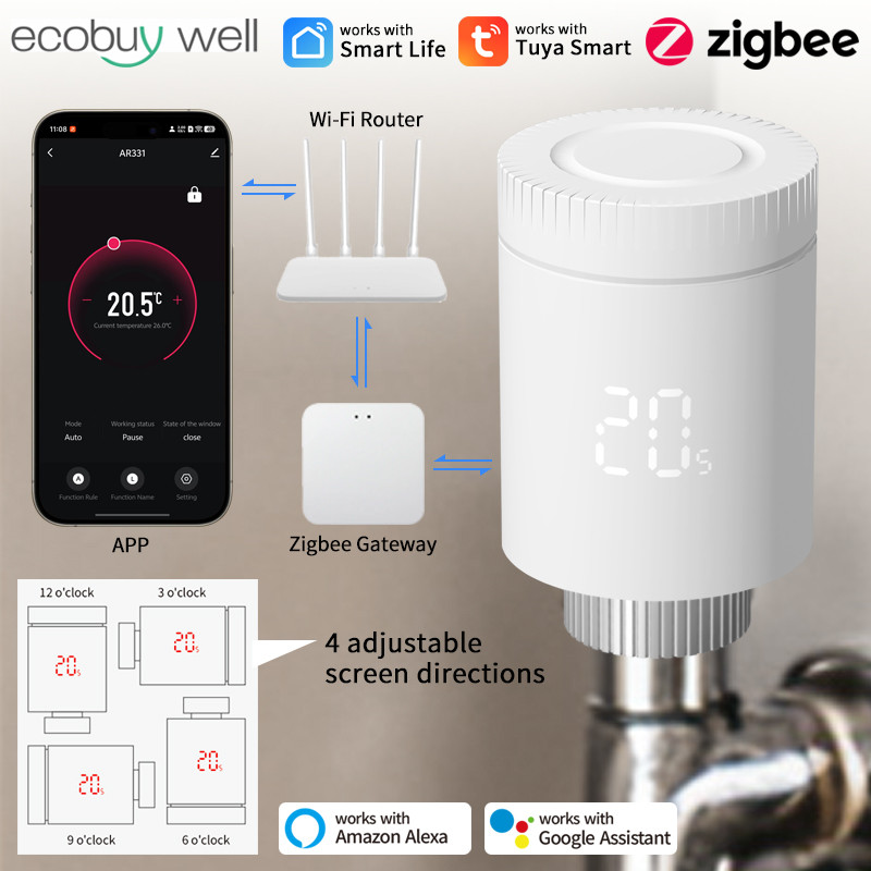 Smart Zigbee 3.0 Radiator Valve Thermostatic Radiator Valve Tuya Zigbee Radiator Valve Temperature