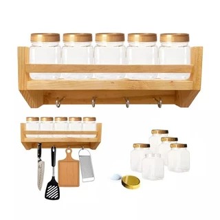 Rak bumbu dapur/Rak bumbu tempel dinding 5 toples