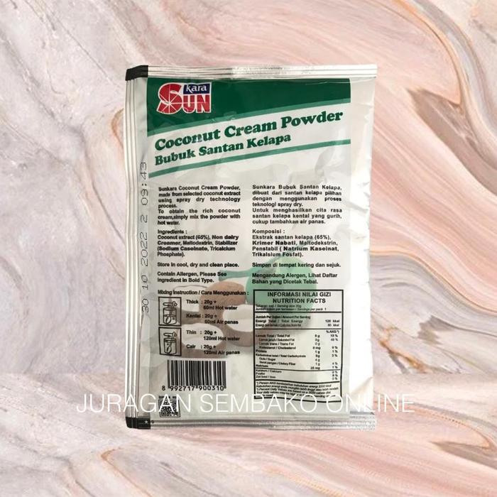 "New" SUN KARA Bubuk Santan Kelapa 20gr / Santan Bubuk / Kara Sun