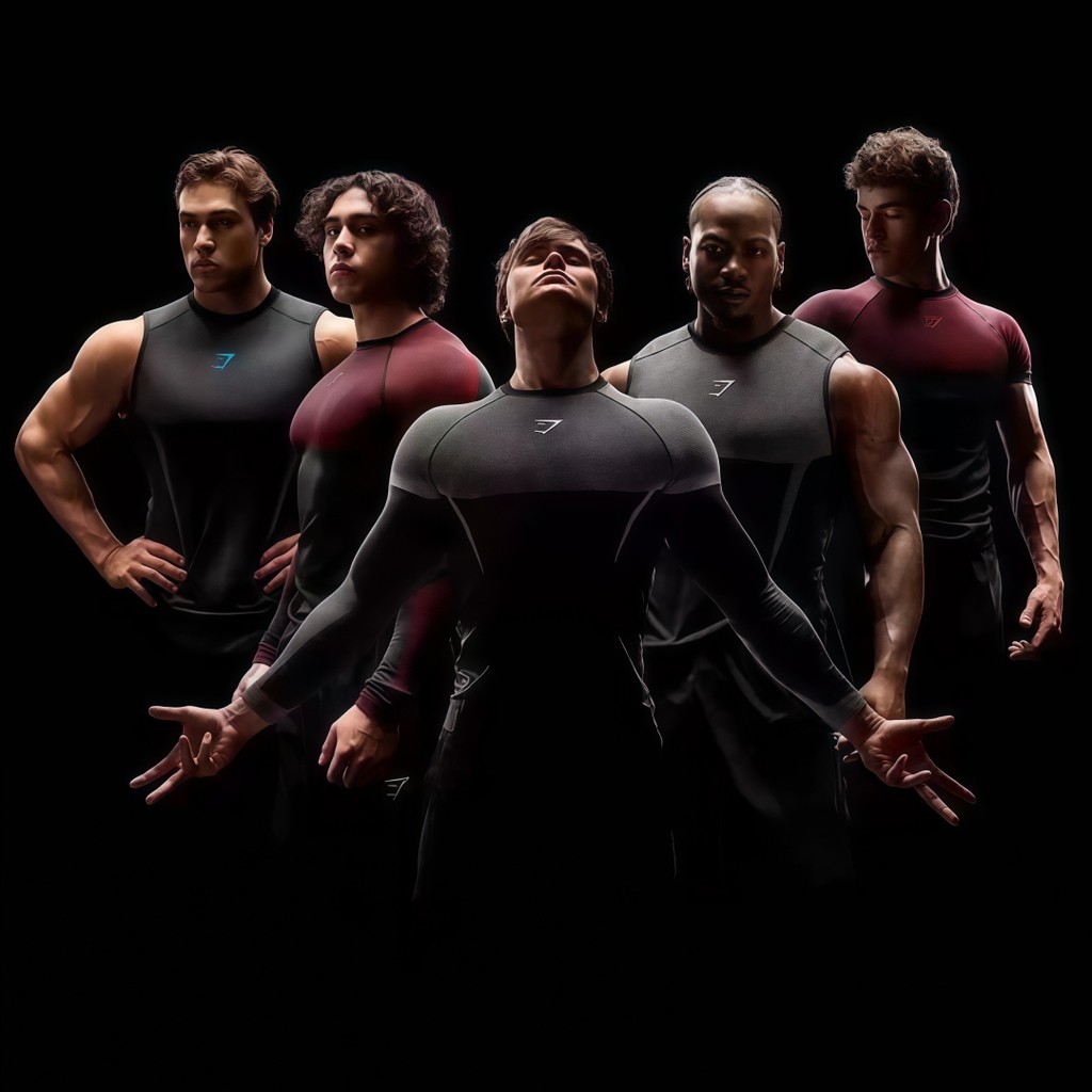 GYMSHARK Onyx Fitness SuitSeamless Men's Quick Drying TopTight Suit Sports Fitness Stretch Long