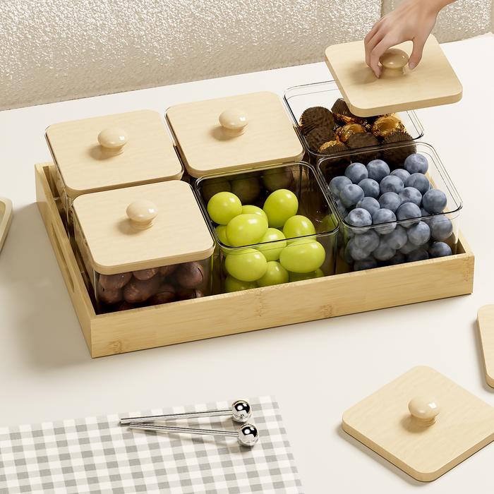 Halu Toples Set Nampan Desain Kayu Aestetic Toples Lebaran Minimalis Set Nampan Toples Penyimpanan