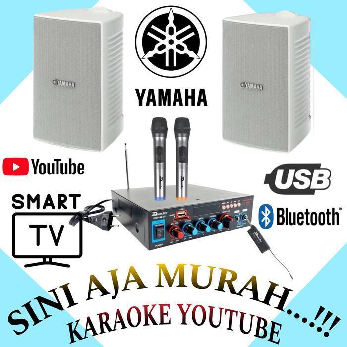 KARAOKE SET MINI SPEAKER YAMAHA 4 INCH, AMPLIFIER KARAOKE YOUTUBE SMART TV, 2 MIC WIRELESS.. -
