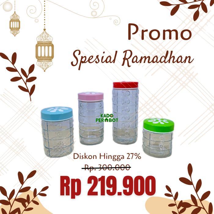 TOPLES CANISTER SET ISI 4 PCS - TOPLES SET KACA - TOPLES KACA BENING