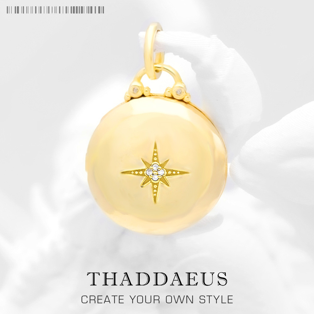 Pendant Round Medaillon With Star Locket Brand New 925 Sterling Silver Jewelry Europe Accessorie