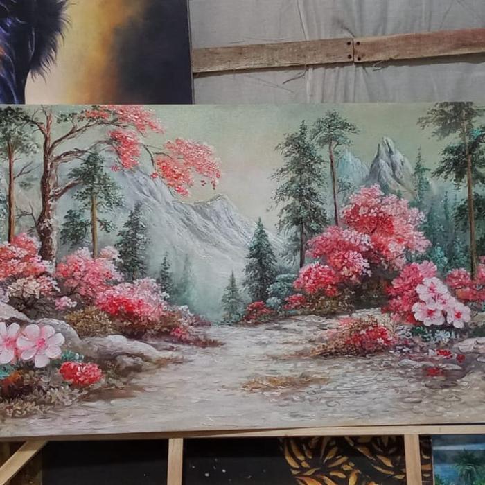 Lukisan Estetik Dinding Pemandangan Aesthetic Lukisan Tangan Asli Hiasan Dinding Kamar Tidur
