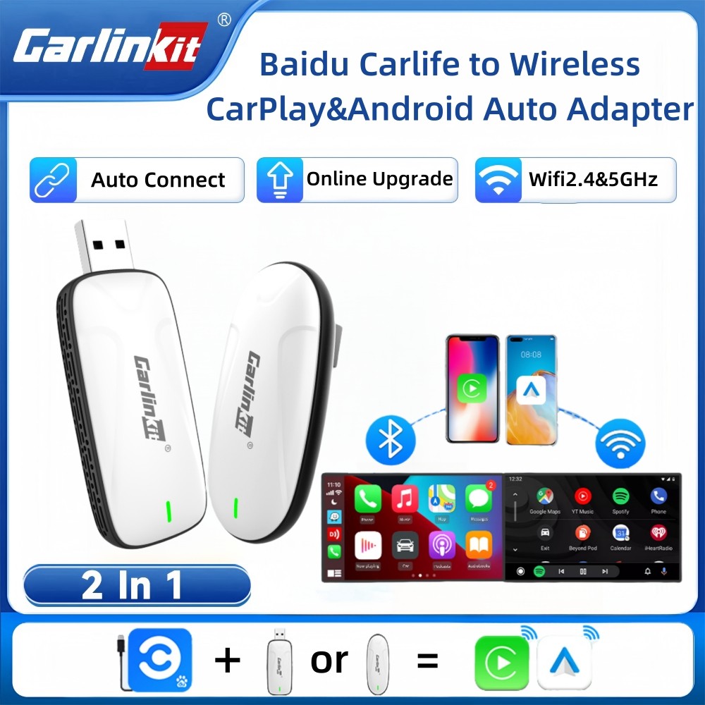Carlinkit X1CA/X2CA Baidu CarLife to Wireless CarPlay Android Auto Adapter 2in1 Streaming Box Plug
