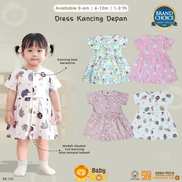 BABY LEON Dress Bayi Perempuan Baju Bayi Perempuan Baju Anak Perempuan Dress Anak Perempuan Kancing