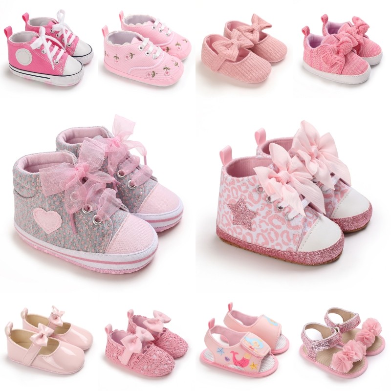Fashionable Baby Girl Shoes Cute Classic Theme Casual Flat Shoes Soft Sole Comfortable Walking Shoes