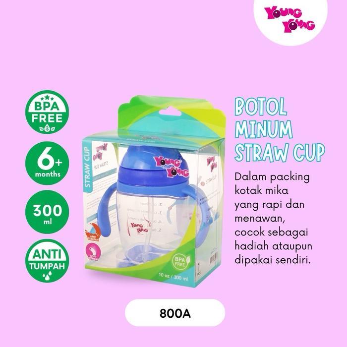 ORIGINAL Young Young Botol Minum Anak Straw Cup 800A Ukuran 10 oz / 300 ml Anti Tumpah BPA Free