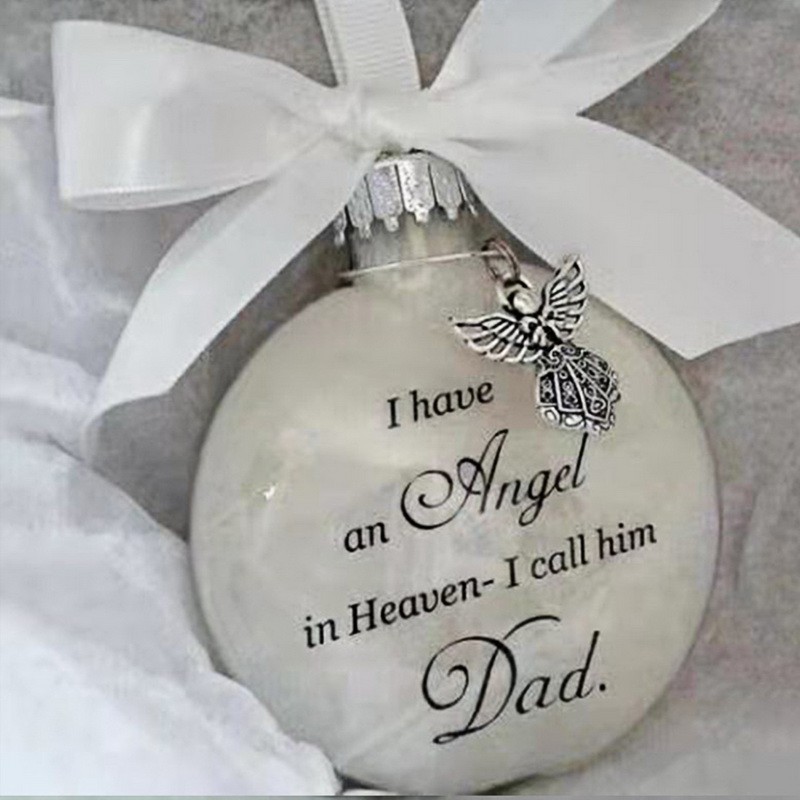 Christmas Tree Balls In Memory Of Family Member Mum Dad Brother Memorial Ornament Feather Ball Angel
