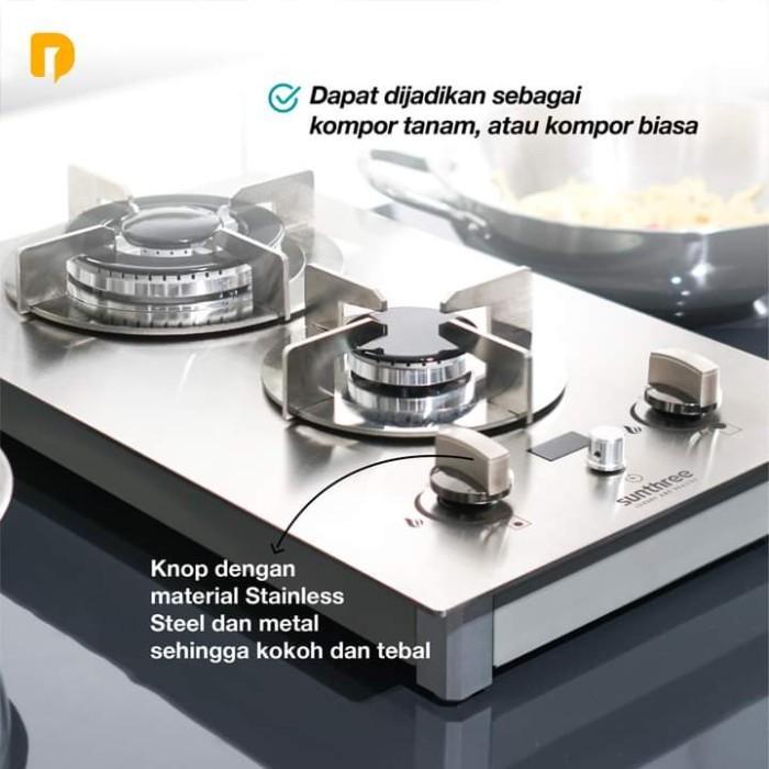 Sunthree Kompor Gas Pintar 2 Tungku Stainless Steel 201 Kompor Tanam