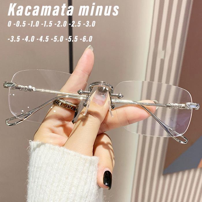 Kacamata minus yang dapat disesuaikan, tanpa bingkai, kacamata minus anti-cahaya biru dan