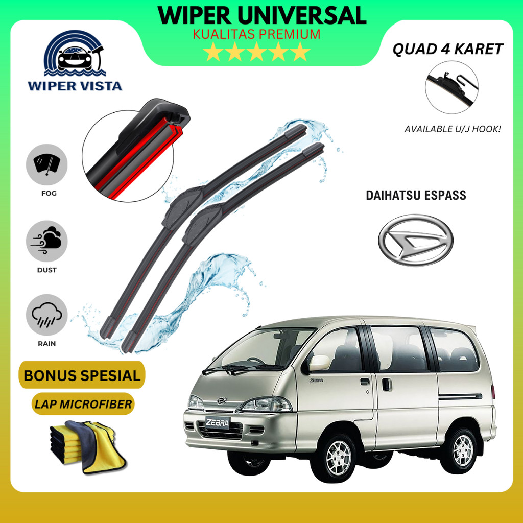 Wiper Daihatsu Espass Quad Kaca Depan Mobil Free Lap Microfiber