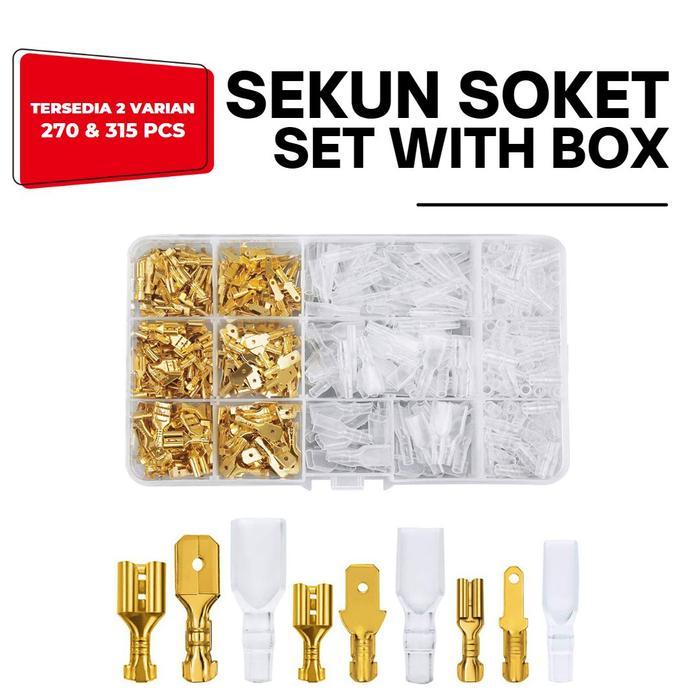 315Pcs Set Skun Kabel Terminal Aki Female Male Karet Bebagai Ukuran Peralatan Kotak