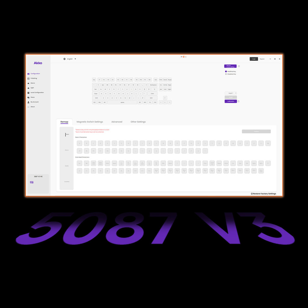 Akko 5087 V3 HE Magnetic Keyboard 80% TKL Layout Rapid Trigger 0.005mm 8K Polling Rate TypeC Wired