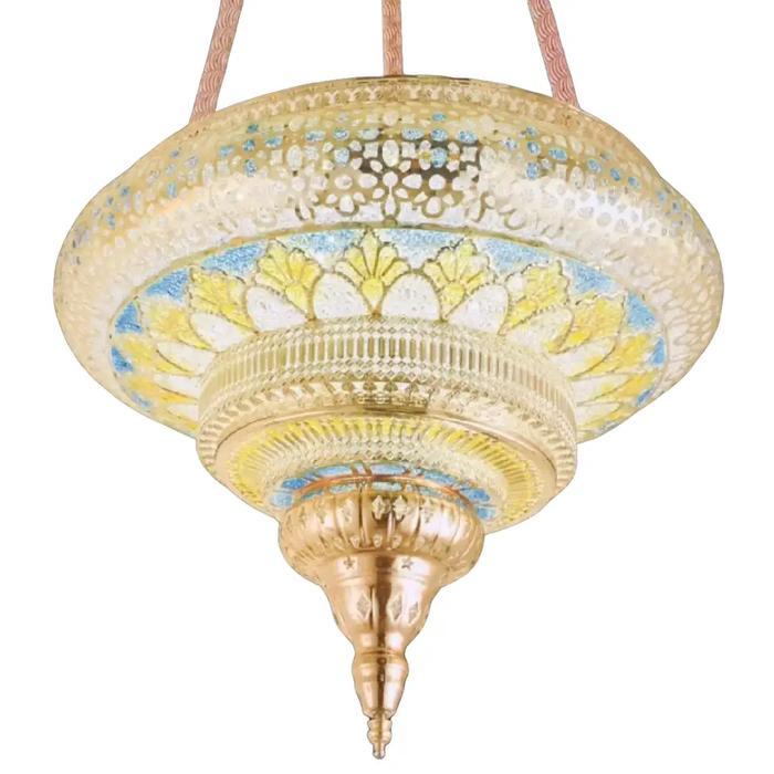 Lampu Gantung Maroko Style Morocco Ruang Tamu Teras Gold Mewah Diameter 50Cm Besi 5 Lampu E27 Klasik