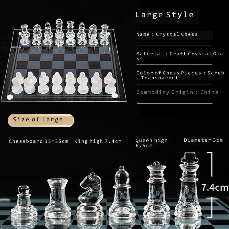 Craft Crystal Glass Luxury Chess Set Acrylic Chess Board Anti-broken Elegant Glass Chess Pieces
