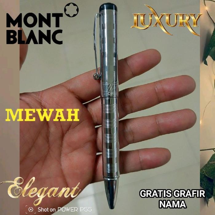 Ballpoint Mewah Keren Pulpen Monblanc Silver Clip Exlusive Stationery