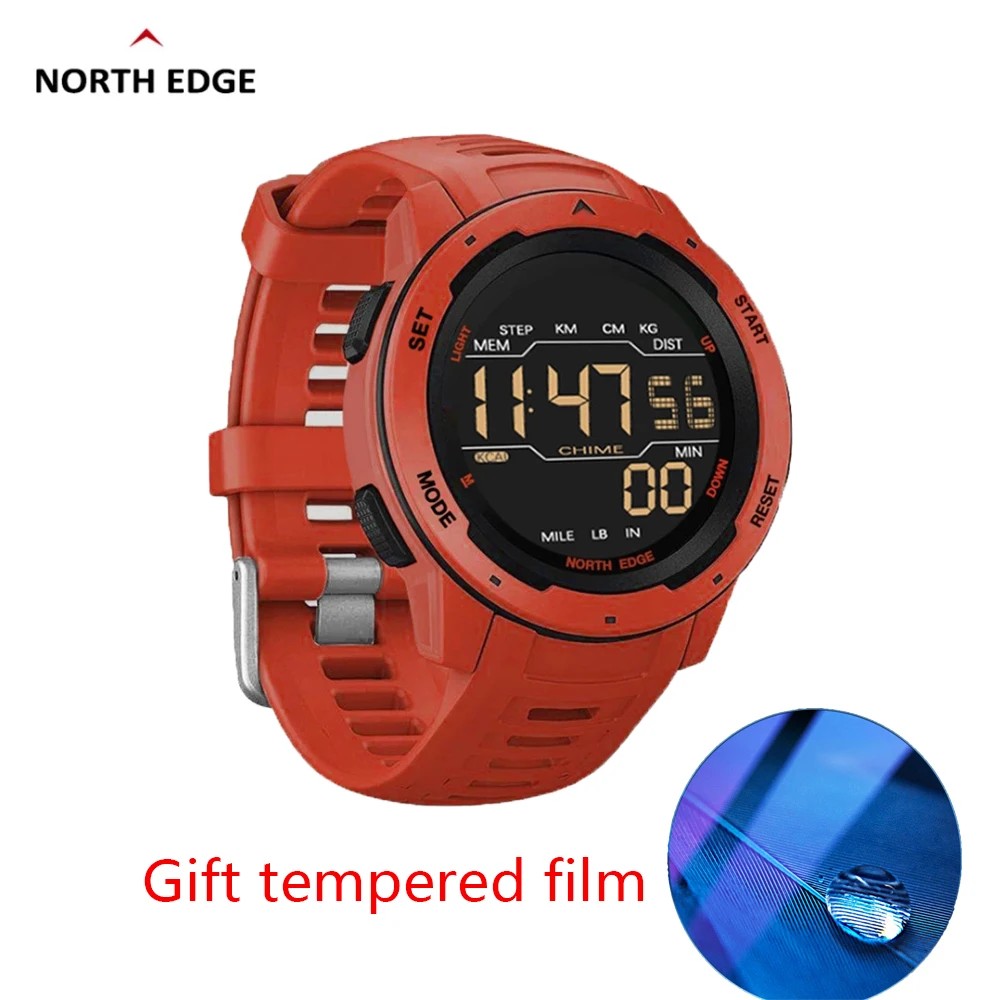 NORTH EDGE Mars Men's Outdoor Sports Watch Men's Military Watch Waterproof 50M Pedometer Calorie