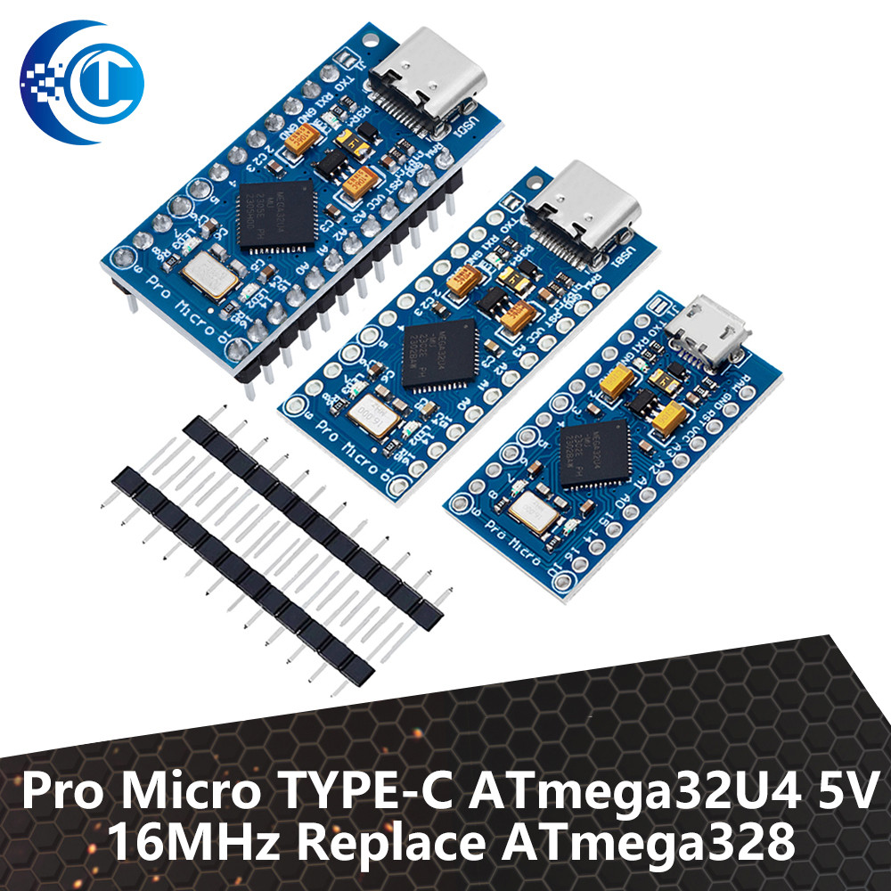 Pro Micro ATmega32U4 5V 16MHz Replace ATmega328 For Arduino TYPE-C With 2 Row Pin Header For