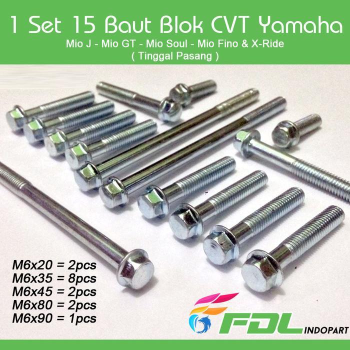 "New" [ PAKET ] 1 SET 15 BAUT CVT BAUT BLOK MESIN MIO J MIO SOUL GT MIO SOUL