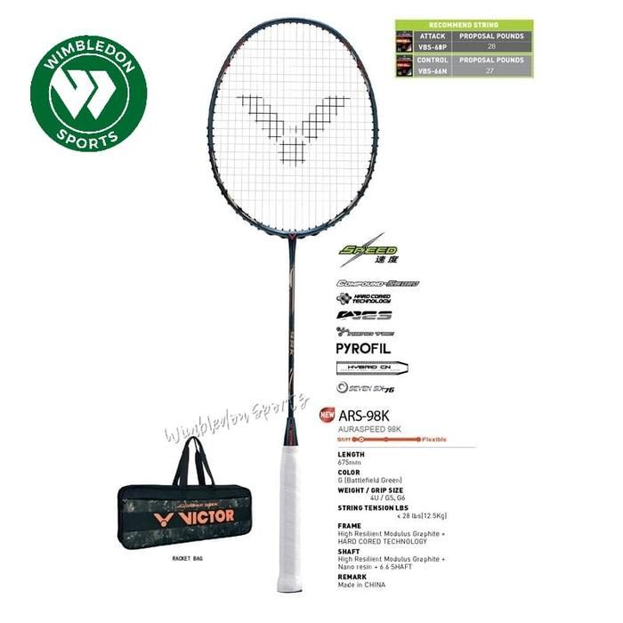 TerbaruBest Seller Raket Badminton Victor Auraspeed 98K / Raket Victor Ars-98K