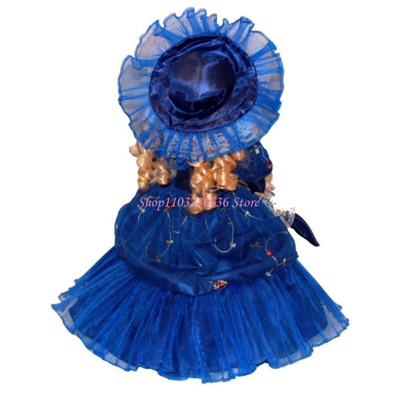 Handmade European Porcelain Doll with Elegant Gowns for Adult Kids Home Table Doll Collectable Doll