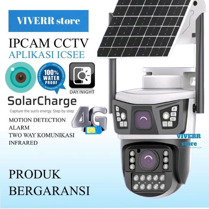 Kamera CCTV 4G simcard hape solar ptz ip aplikasi ICSEE Outdoor Cctv panel Surya solar Cell lensa