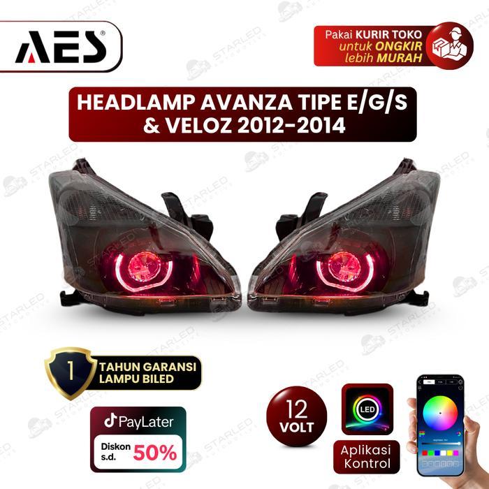 Headlamp Avanza Veloz 2012 - 2014 Tipe E/G/S Custom Set Biled AES WST atau I-FUN 3 Inch 12V Full RGB