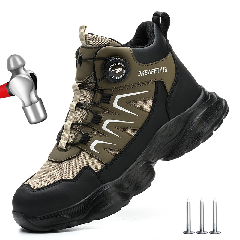 Size 47 48 Work Safety Boots Men Women Steel Toe Work Shoes Rotating Button Men Protect Safety Shoes