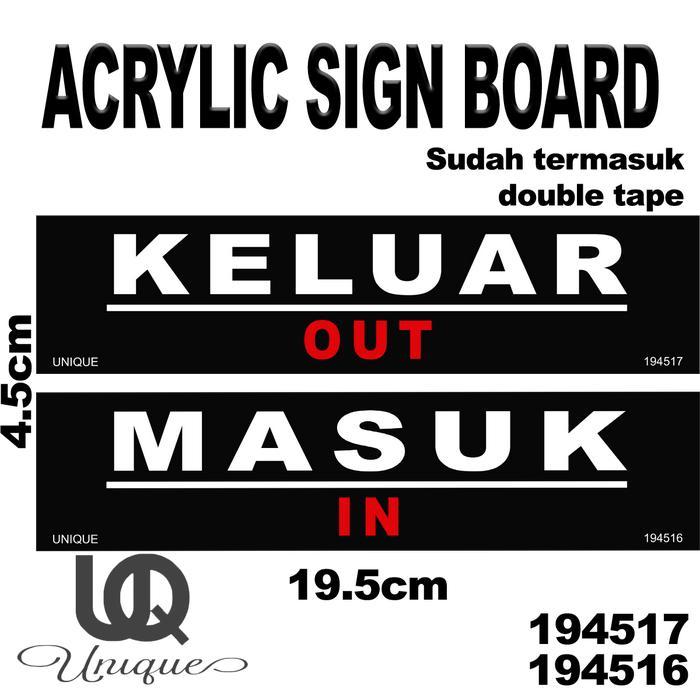 [] Keluar Masuk Sign Board Acrylic - Papan Tanda In Out Akrilik