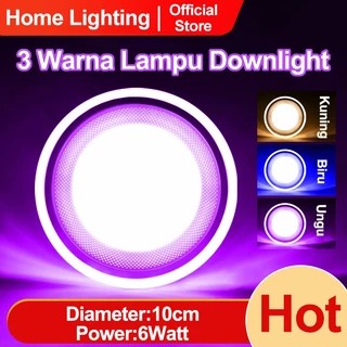 Home Lighting LAMPU DOWNLIGHT LED 3 WARNA 6WATT/ KUNING BIRU UNGU / PUTIH KUNING WARMWHITE /PANEL LE